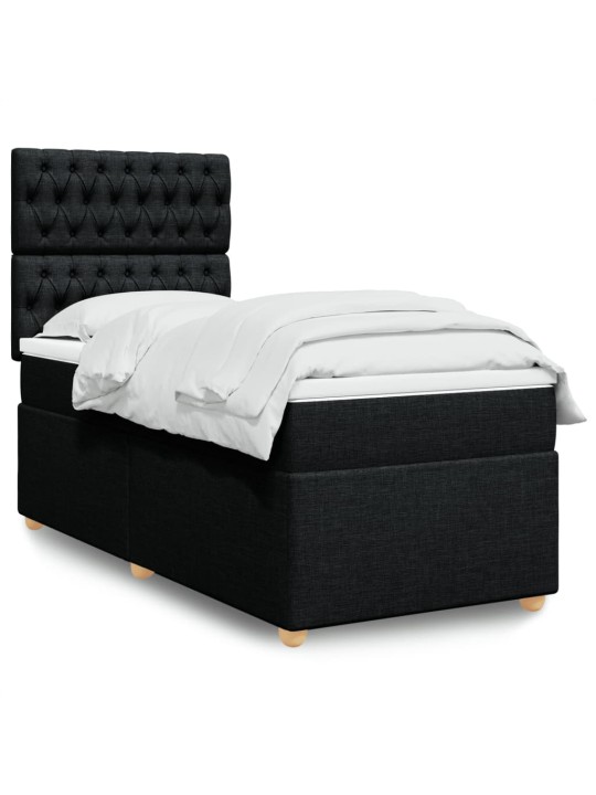 Box spring postel s matrací černá 100 x 200 cm textil
