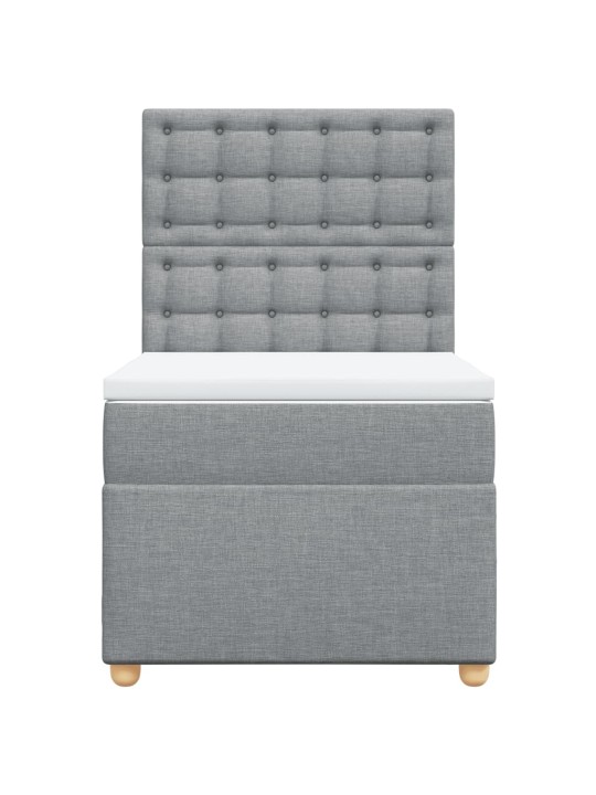 Box spring postel s matrací světle šedý 100 x 200 cm textil