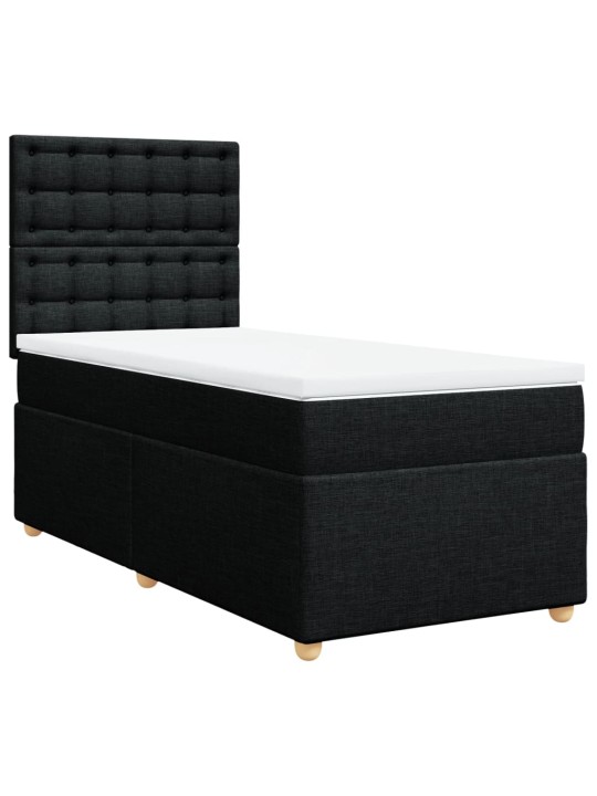 Box spring postel s matrací černá 100 x 200 cm textil