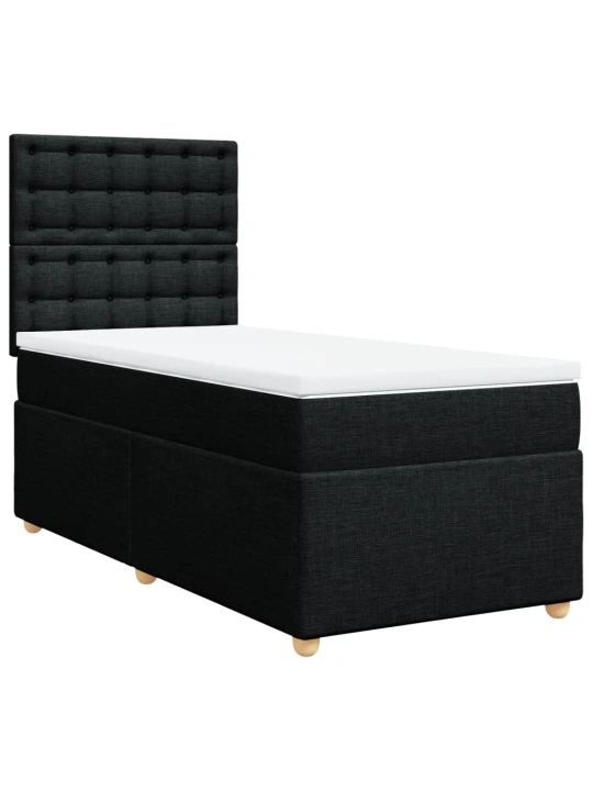 Box spring postel s matrací černá 100 x 200 cm textil