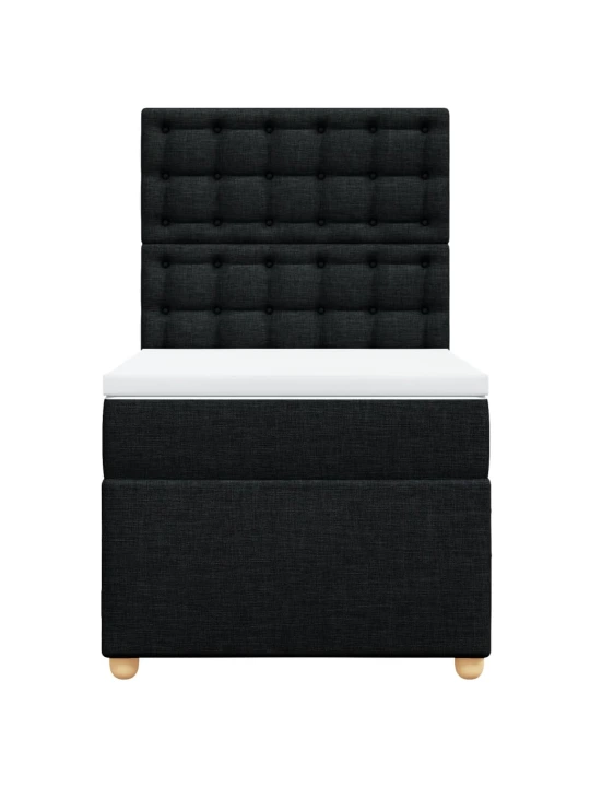 Box spring postel s matrací černá 100 x 200 cm textil