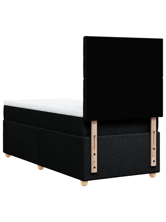 Box spring postel s matrací černá 100 x 200 cm textil