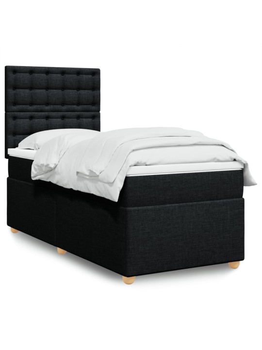 Box spring postel s matrací černá 100 x 200 cm textil