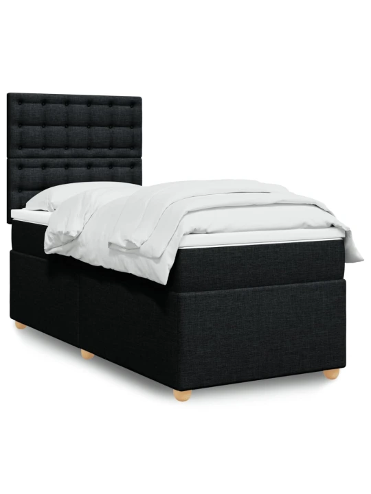 Box spring postel s matrací černá 100 x 200 cm textil