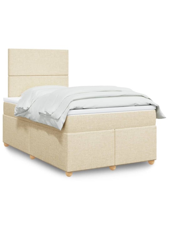Box spring postel s matrací krémová 120x190 cm textil