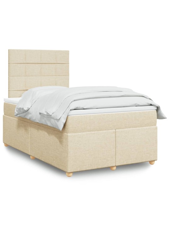 Box spring postel s matrací krémová 120x190 cm textil