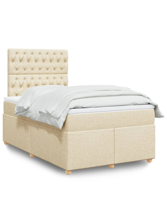 Box spring postel s matrací krémová 120x190 cm textil