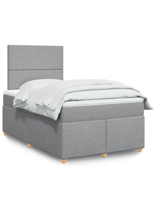 Box spring postel s matrací světle šedá 120 x 200 cm textil