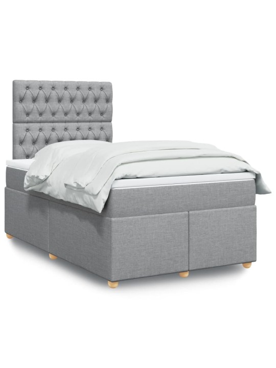 Box spring postel s matrací světle šedá 120 x 200 cm textil