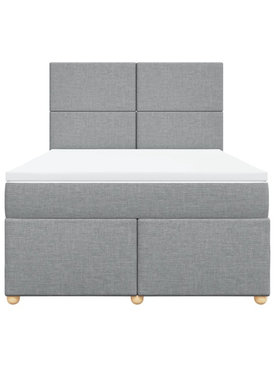 Box spring postel s matrací světle šedá 140 x 190 cm textil