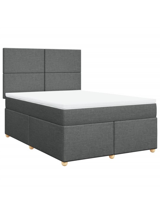 Box spring postel s matrací tmavě šedý 140 x 190 cm textil