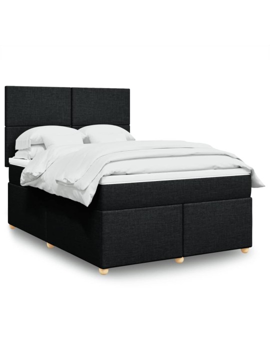 Box spring postel s matrací černá 140 x 190 cm textil