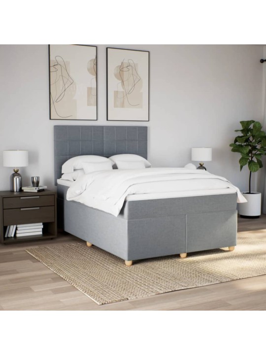 Box spring postel s matrací světle šedá 140 x 190 cm textil