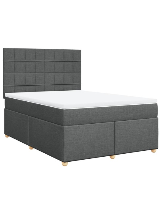 Box spring postel s matrací tmavě šedý 140 x 190 cm textil
