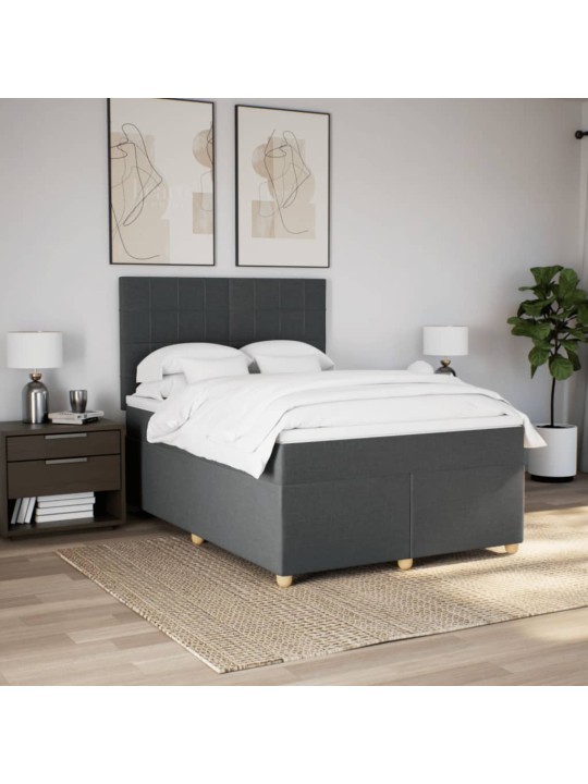 Box spring postel s matrací tmavě šedý 140 x 190 cm textil