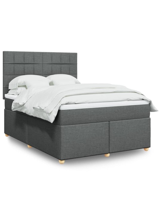 Box spring postel s matrací tmavě šedý 140 x 190 cm textil