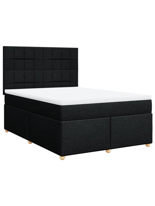 Box spring postel s matrací černá 140 x 190 cm textil
