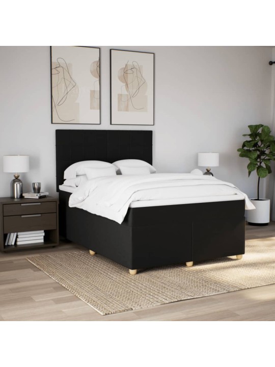 Box spring postel s matrací černá 140 x 190 cm textil