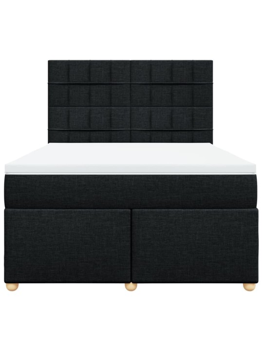 Box spring postel s matrací černá 140 x 190 cm textil
