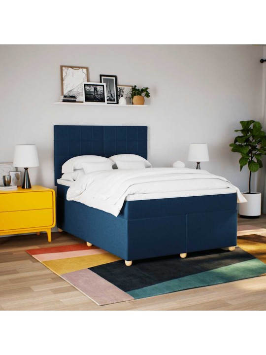 Box spring postel s matrací modrá 140x190 cm textil