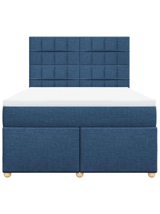 Box spring postel s matrací modrá 140x190 cm textil