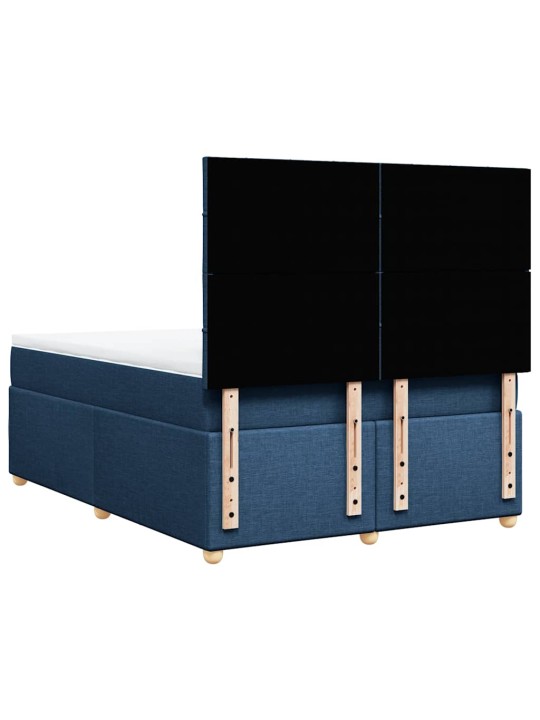 Box spring postel s matrací modrá 140x190 cm textil