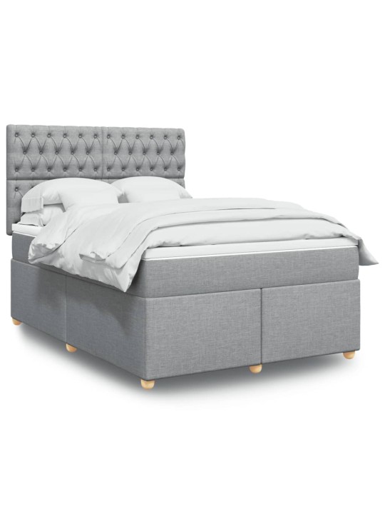 Box spring postel s matrací světle šedá 140 x 190 cm textil