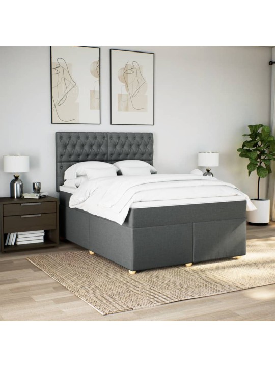 Box spring postel s matrací tmavě šedý 140 x 190 cm textil