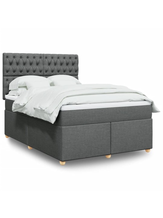 Box spring postel s matrací tmavě šedý 140 x 190 cm textil