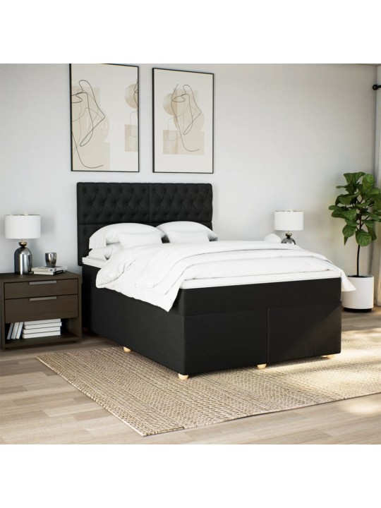 Box spring postel s matrací černá 140 x 190 cm textil