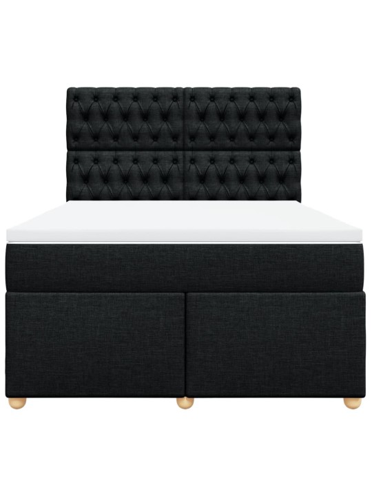 Box spring postel s matrací černá 140 x 190 cm textil