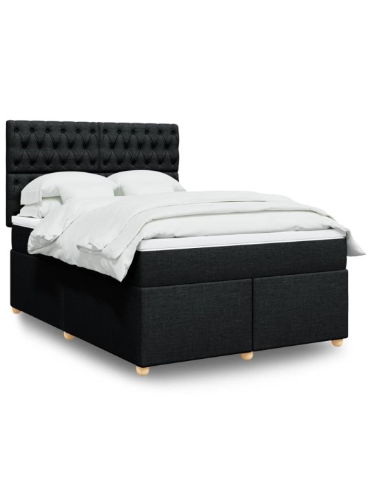 Box spring postel s matrací černá 140 x 190 cm textil