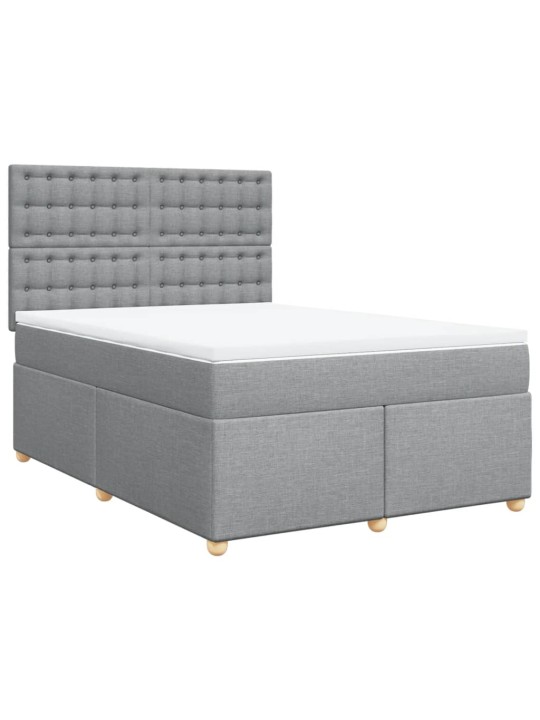 Box spring postel s matrací světle šedá 140 x 190 cm textil