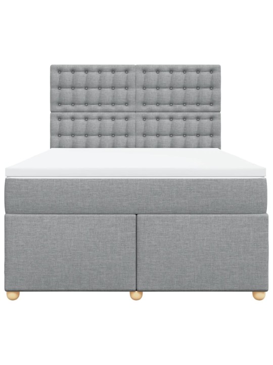 Box spring postel s matrací světle šedá 140 x 190 cm textil