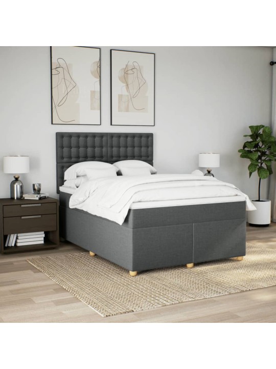 Box spring postel s matrací tmavě šedý 140 x 190 cm textil