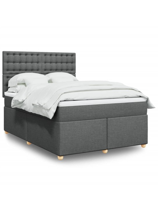 Box spring postel s matrací tmavě šedý 140 x 190 cm textil