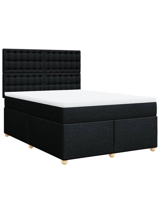 Box spring postel s matrací černá 140 x 190 cm textil