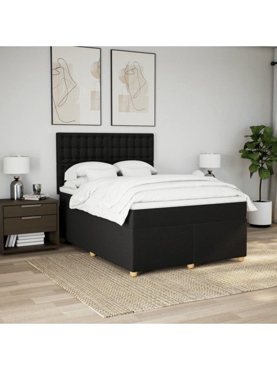 Box spring postel s matrací černá 140 x 190 cm textil