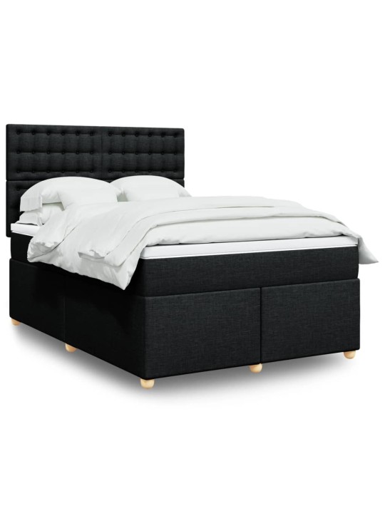 Box spring postel s matrací černá 140 x 190 cm textil