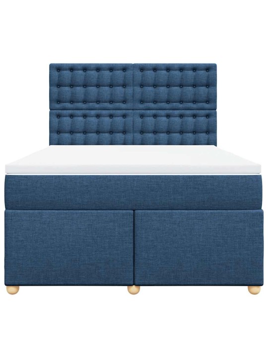 Box spring postel s matrací modrá 140x190 cm textil