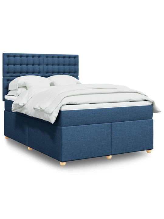 Box spring postel s matrací modrá 140x190 cm textil