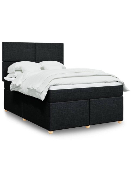Box spring postel s matrací černá 140x200 cm textil