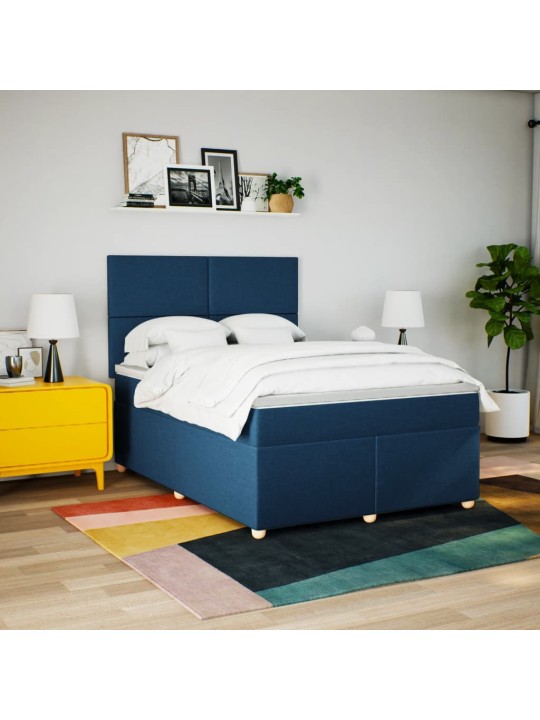 Box spring postel s matrací modrá 140x200 cm textil