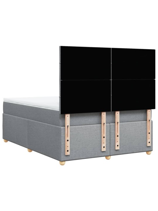 Box spring postel s matrací světle šedá 140 x 200 cm textil