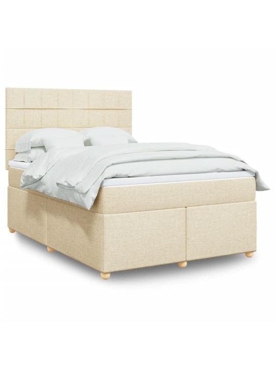 Box spring postel s matrací krémová 140x200 cm textil
