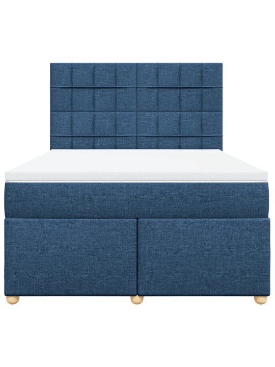 Box spring postel s matrací modrá 140x200 cm textil