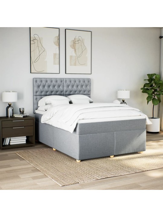 Box spring postel s matrací světle šedá 140 x 200 cm textil