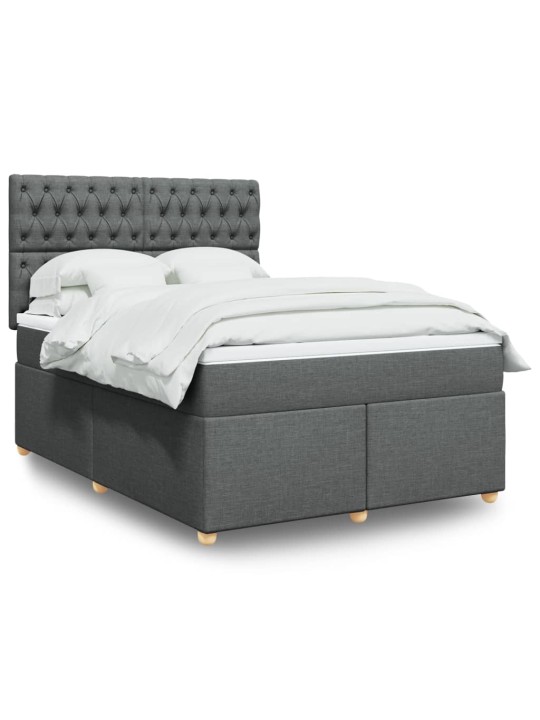 Box spring postel s matrací tmavě šedá 140x200 cm textil