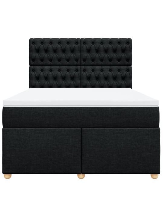 Box spring postel s matrací černá 140x200 cm textil