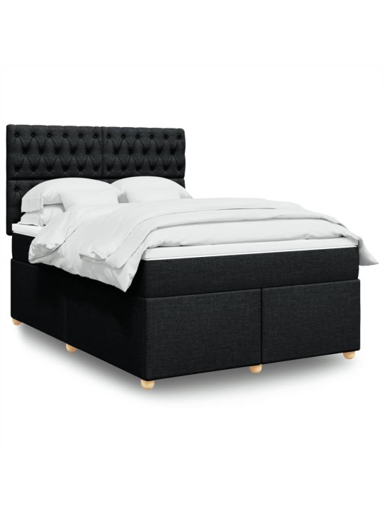 Box spring postel s matrací černá 140x200 cm textil
